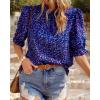 imageBTFBM Womens Tops 2026 Dressy Casual Blouses Summer Spring Clothes Mock Neck Short Sleeve Shirts Business Work Fall OutfitsFloral Purple Blue