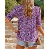 imageBTFBM Womens Tops 2026 Dressy Casual Blouses Summer Spring Clothes Mock Neck Short Sleeve Shirts Business Work Fall OutfitsFloral Purple White