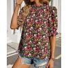 imageBTFBM Womens Tops 2026 Dressy Casual Blouses Summer Spring Clothes Mock Neck Short Sleeve Shirts Business Work Fall OutfitsFloral Red Black