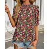 imageBTFBM Womens Tops 2026 Dressy Casual Blouses Summer Spring Clothes Mock Neck Short Sleeve Shirts Business Work Fall OutfitsFloral Red Black