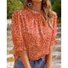imageBTFBM Womens Tops 2026 Dressy Casual Blouses Summer Spring Clothes Mock Neck Short Sleeve Shirts Business Work Fall OutfitsFloral Red Orange
