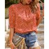 imageBTFBM Womens Tops 2026 Dressy Casual Blouses Summer Spring Clothes Mock Neck Short Sleeve Shirts Business Work Fall OutfitsFloral Red Orange