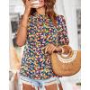 imageBTFBM Womens Tops 2026 Dressy Casual Blouses Summer Spring Clothes Mock Neck Short Sleeve Shirts Business Work Fall OutfitsFloral Royal Blue