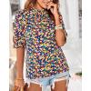 imageBTFBM Womens Tops 2026 Dressy Casual Blouses Summer Spring Clothes Mock Neck Short Sleeve Shirts Business Work Fall OutfitsFloral Royal Blue