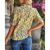 imageBTFBM Womens Tops 2026 Dressy Casual Blouses Summer Spring Clothes Mock Neck Short Sleeve Shirts Business Work Fall OutfitsFloral Yellow