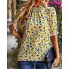 imageBTFBM Womens Tops 2026 Dressy Casual Blouses Summer Spring Clothes Mock Neck Short Sleeve Shirts Business Work Fall OutfitsFloral Yellow