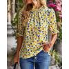 imageBTFBM Womens Tops 2026 Dressy Casual Blouses Summer Spring Clothes Mock Neck Short Sleeve Shirts Business Work Fall OutfitsFloral Yellow