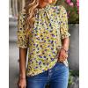 imageBTFBM Womens Tops 2026 Dressy Casual Blouses Summer Spring Clothes Mock Neck Short Sleeve Shirts Business Work Fall OutfitsFloral Yellow