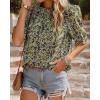 imageBTFBM Womens Tops 2026 Dressy Casual Blouses Summer Spring Clothes Mock Neck Short Sleeve Shirts Business Work Fall OutfitsFloral Yellow White