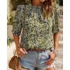 imageBTFBM Womens Tops 2026 Dressy Casual Blouses Summer Spring Clothes Mock Neck Short Sleeve Shirts Business Work Fall OutfitsFloral Yellow White