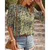 imageBTFBM Womens Tops 2026 Dressy Casual Blouses Summer Spring Clothes Mock Neck Short Sleeve Shirts Business Work Fall OutfitsFloral Yellow White