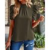 imageBTFBM Womens Tops 2026 Dressy Casual Blouses Summer Spring Clothes Mock Neck Short Sleeve Shirts Business Work Fall OutfitsSolid Army Green