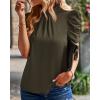 imageBTFBM Womens Tops 2026 Dressy Casual Blouses Summer Spring Clothes Mock Neck Short Sleeve Shirts Business Work Fall OutfitsSolid Army Green
