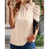 imageBTFBM Womens Tops 2026 Dressy Casual Blouses Summer Spring Clothes Mock Neck Short Sleeve Shirts Business Work Fall OutfitsSolid Beige