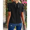 imageBTFBM Womens Tops 2026 Dressy Casual Blouses Summer Spring Clothes Mock Neck Short Sleeve Shirts Business Work Fall OutfitsSolid Black