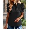 imageBTFBM Womens Tops 2026 Dressy Casual Blouses Summer Spring Clothes Mock Neck Short Sleeve Shirts Business Work Fall OutfitsSolid Black
