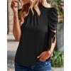 imageBTFBM Womens Tops 2026 Dressy Casual Blouses Summer Spring Clothes Mock Neck Short Sleeve Shirts Business Work Fall OutfitsSolid Black