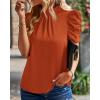 imageBTFBM Womens Tops 2026 Dressy Casual Blouses Summer Spring Clothes Mock Neck Short Sleeve Shirts Business Work Fall OutfitsSolid Brick Red