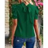 imageBTFBM Womens Tops 2026 Dressy Casual Blouses Summer Spring Clothes Mock Neck Short Sleeve Shirts Business Work Fall OutfitsSolid Dark Green