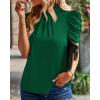 imageBTFBM Womens Tops 2026 Dressy Casual Blouses Summer Spring Clothes Mock Neck Short Sleeve Shirts Business Work Fall OutfitsSolid Dark Green