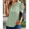 imageBTFBM Womens Tops 2026 Dressy Casual Blouses Summer Spring Clothes Mock Neck Short Sleeve Shirts Business Work Fall OutfitsSolid Light Green