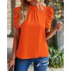 imageBTFBM Womens Tops 2026 Dressy Casual Blouses Summer Spring Clothes Mock Neck Short Sleeve Shirts Business Work Fall OutfitsSolid Orange