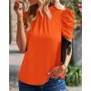 imageBTFBM Womens Tops 2026 Dressy Casual Blouses Summer Spring Clothes Mock Neck Short Sleeve Shirts Business Work Fall OutfitsSolid Orange