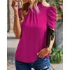 imageBTFBM Womens Tops 2026 Dressy Casual Blouses Summer Spring Clothes Mock Neck Short Sleeve Shirts Business Work Fall OutfitsSolid Rose Red