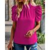 imageBTFBM Womens Tops 2026 Dressy Casual Blouses Summer Spring Clothes Mock Neck Short Sleeve Shirts Business Work Fall OutfitsSolid Rose Red