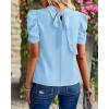 imageBTFBM Womens Tops 2026 Dressy Casual Blouses Summer Spring Clothes Mock Neck Short Sleeve Shirts Business Work Fall OutfitsSolid Sky Blue