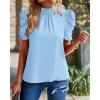 imageBTFBM Womens Tops 2026 Dressy Casual Blouses Summer Spring Clothes Mock Neck Short Sleeve Shirts Business Work Fall OutfitsSolid Sky Blue