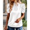 imageBTFBM Womens Tops 2026 Dressy Casual Blouses Summer Spring Clothes Mock Neck Short Sleeve Shirts Business Work Fall OutfitsWhite