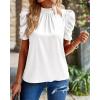 imageBTFBM Womens Tops 2026 Dressy Casual Blouses Summer Spring Clothes Mock Neck Short Sleeve Shirts Business Work Fall OutfitsWhite