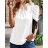 imageBTFBM Womens Tops 2026 Dressy Casual Blouses Summer Spring Clothes Mock Neck Short Sleeve Shirts Business Work Fall OutfitsWhite