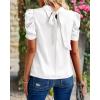 imageBTFBM Womens Tops 2026 Dressy Casual Blouses Summer Spring Clothes Mock Neck Short Sleeve Shirts Business Work Fall OutfitsWhite