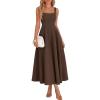 imageBTFBM Elegant Cocktail Dresses for Women 2026 Summer Square Neck Sleeveless A Line Formal Wedding Guest Party Maxi DressBrown