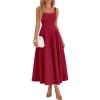 imageBTFBM Elegant Cocktail Dresses for Women 2026 Summer Square Neck Sleeveless A Line Formal Wedding Guest Party Maxi DressBurgundy