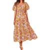 imageBTFBM Summer Dresses for Women 2026 Spring Outfits Beach Vacation Short Sleeve Smocked Boho Casual Floral Maxi DressFloral Yellow