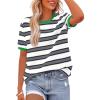 imageBTFBM Summer Tops for Women 2026 Crewneck Short Sleeve Striped T Shirts Casual Spring Clothes Color Block Basic Tee BlousesWhite Grey