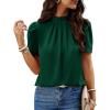 imageBTFBM Women Blouses Dressy Casual 2026 Summer Tops High Neck Lace Trim Short Sleeve Business Work Shirts Spring ClothesDark Green