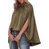 imageBTFBM Womens Summer Tops 2026 Mock Neck Batwing Sleeve Silk Satin Shirts Loose Oversized Dressy Casual Spring BlousesArmy Green