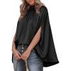 imageBTFBM Womens Summer Tops 2026 Mock Neck Batwing Sleeve Silk Satin Shirts Loose Oversized Dressy Casual Spring BlousesBlack