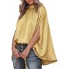 imageBTFBM Womens Summer Tops 2026 Mock Neck Batwing Sleeve Silk Satin Shirts Loose Oversized Dressy Casual Spring BlousesYellow