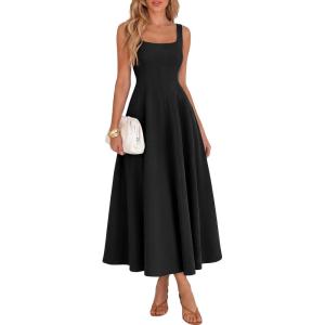 imageBTFBM Elegant Cocktail Dresses for Women 2026 Summer Square Neck Sleeveless A Line Formal Wedding Guest Party Maxi DressBlack