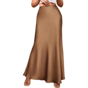 imageBTFBM Skirts for Women Summer 2026 Business Casual Outfits High Waist Cocktail Party Wedding Mermaid Spring Maxi SkirtCoffee