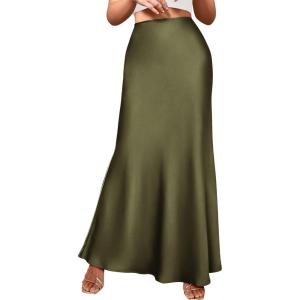 imageBTFBM Skirts for Women Summer 2026 Business Casual Outfits High Waist Cocktail Party Wedding Mermaid Spring Maxi SkirtLight Army Green