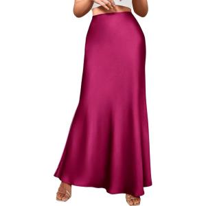 imageBTFBM Skirts for Women Summer 2026 Business Casual Outfits High Waist Cocktail Party Wedding Mermaid Spring Maxi SkirtRose Red