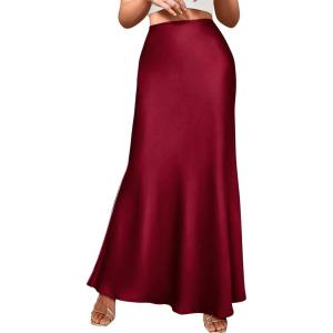 imageBTFBM Skirts for Women Summer 2026 Business Casual Outfits High Waist Cocktail Party Wedding Mermaid Spring Maxi SkirtWine Red