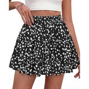 imageBTFBM Summer Skirts for Women 2026 Floral High Waist Shorts Underneath Boho Tiered Flowy Tennis Skorts Casual Mini SkirtFloral Black White