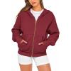 imageBTFBM Hoodies For Women Sweatshirt Fall Fashion Clothing 2026 Long Sleeve Fleece Jacket Winter Outfits Y2k Zip Up HoodieWine Red